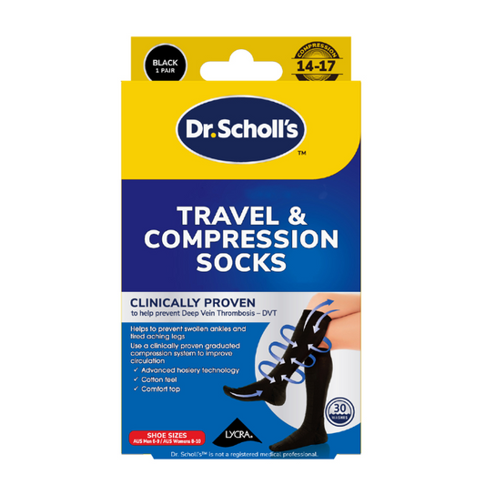 Scholl Flight Socks Compression Socks Black W8-11 M6-9 1 Pair