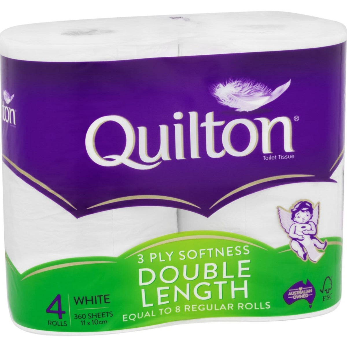 Quilton Double Length 3ply Toilet Tissue 4 Pack