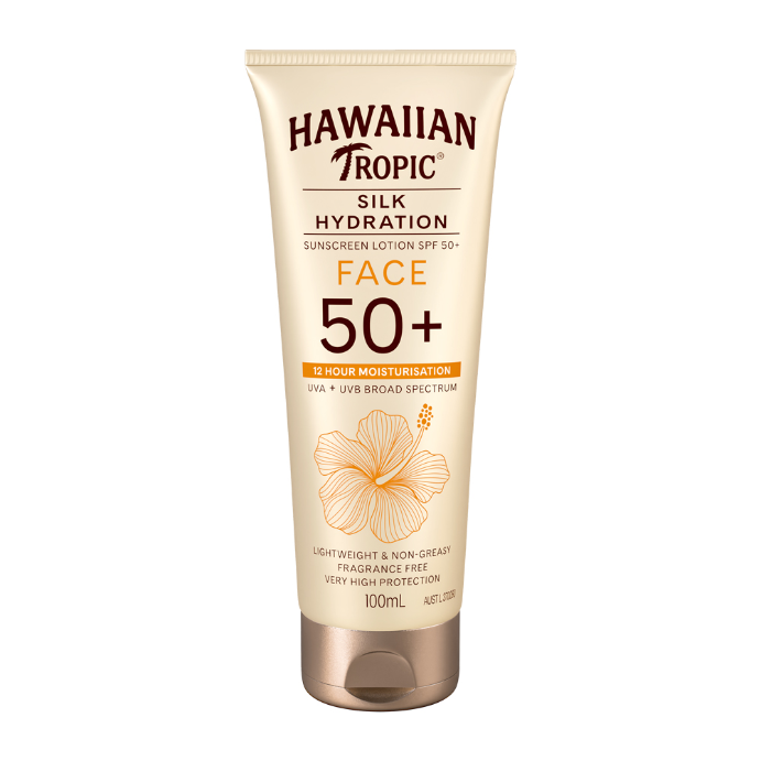 Hawaiian Tropic Silk Hydration Face SPF 50+ Lotion Fragrance Free 100mL