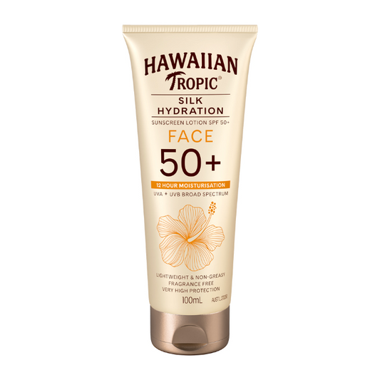Hawaiian Tropic Silk Hydration Face SPF 50+ Lotion Fragrance Free 100mL