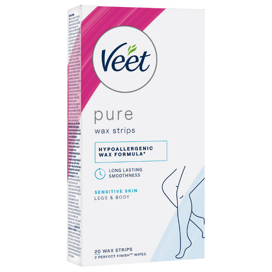 Veet PURE Cold Wax Strips Legs & Body Sensitive Skin 20 Pack