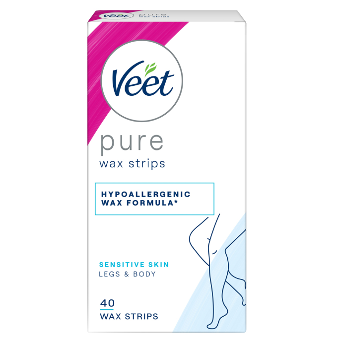 Veet PURE Cold Wax Strips Legs & Body Sensitive Skin 40 Pack
