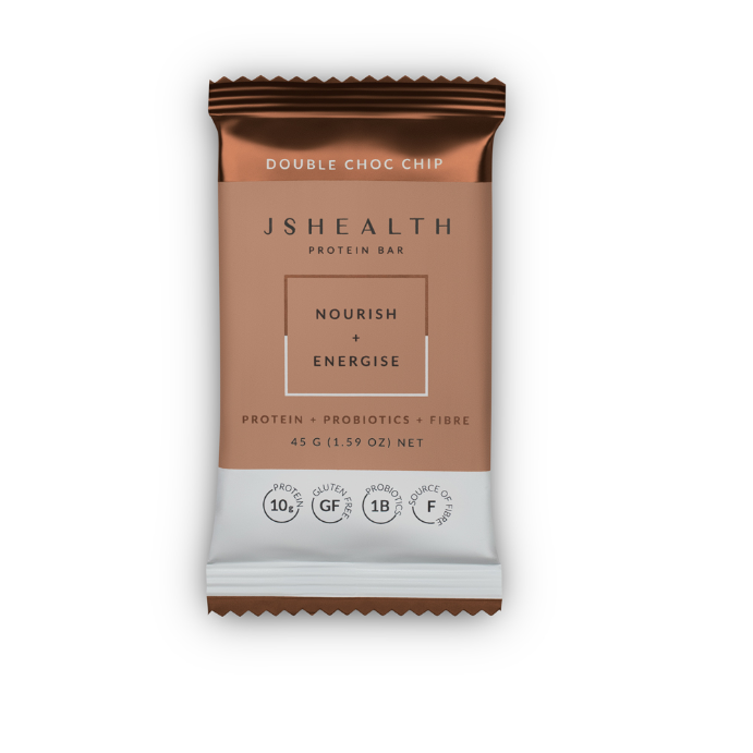 JSHealth Protein Bar Nourish + Energise Double Choc Chip 45g