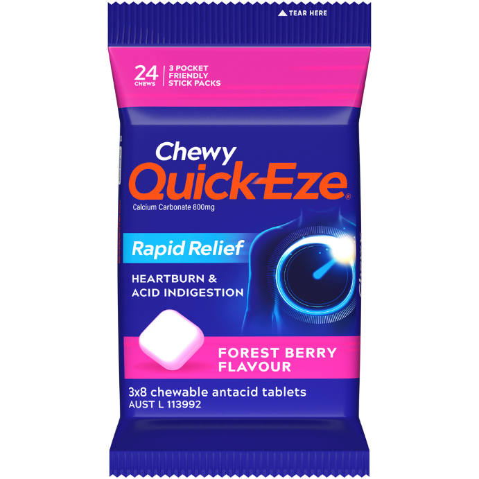 Quick Eze Rapid Relief Forest Berry Flavour 24 Tablets