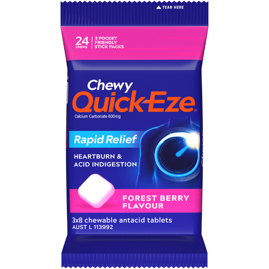 Quick Eze Rapid Relief Forest Berry Flavour 24 Tablets