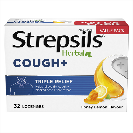 Strepsils Herbal Cough + Honey Lemon Flavour 32 Lozenges