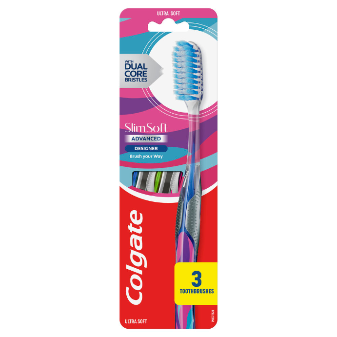Colgate Slim Soft Advanced Manual Toothbrush Ultra Soft Bristles 3 Pack