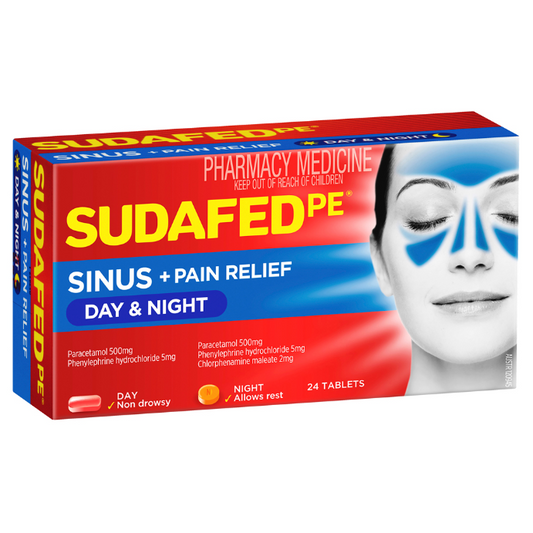 Sudafed PE Sinus + Pain Relief Day & Night 24 Tablets