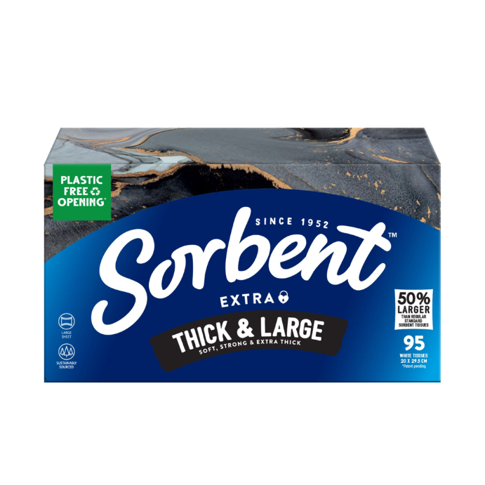 SORBENT Thick & Large Facial Tissues 95 Pack