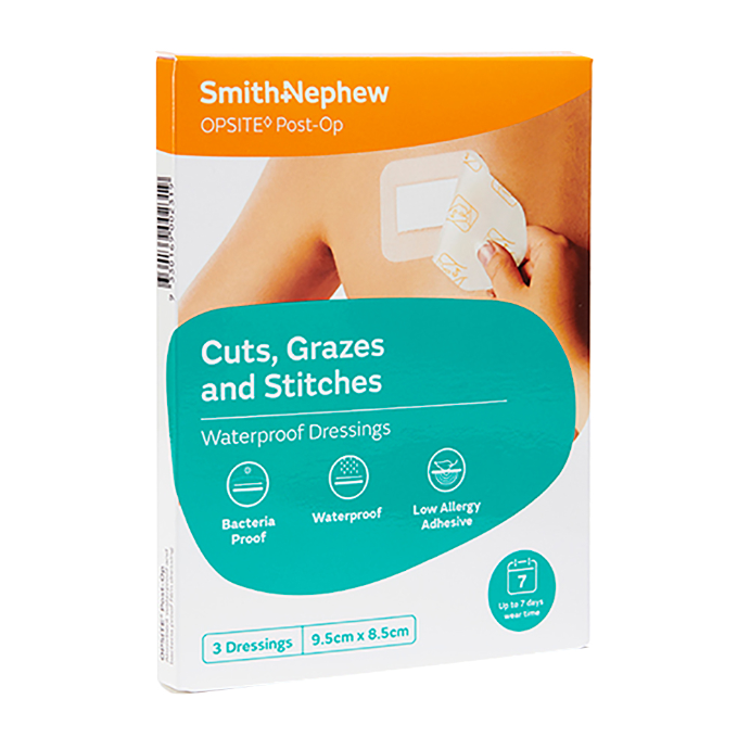 OPSITE POST-OP Waterproof Dressings 9.5cm x 8.5cm 3 Pack