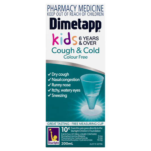 Dimetapp Kids 6 Years & Over Cough & Cold Colour Free 200mL