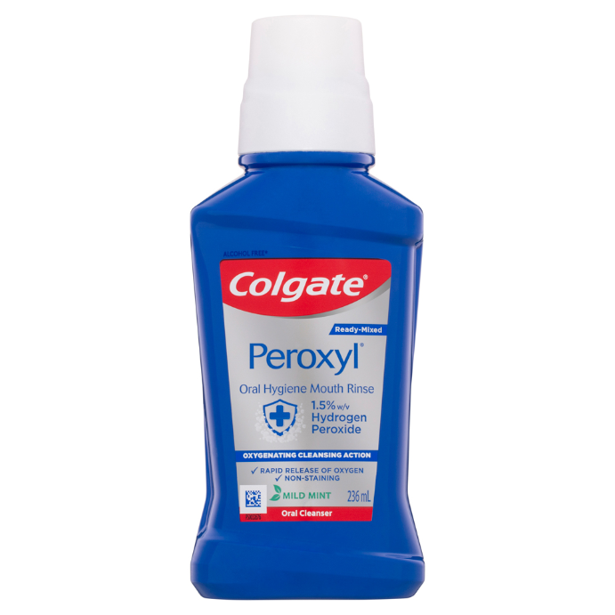 Colgate Peroxyl Oral Cleanser Alcohol Free Mint Flavour 236mL