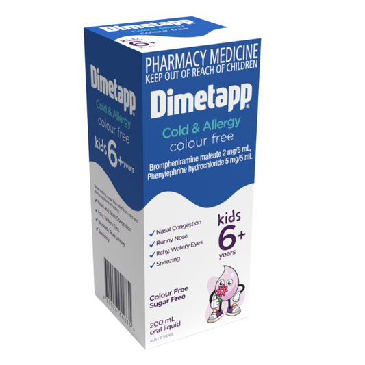 Dimetapp Cold & Allergy Kids 6yrs+ Colour Free 200mL
