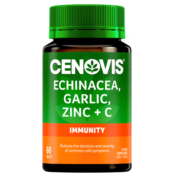 Cenovis Echinacea, Garlic, Zinc + C Immunity 60 Tablets