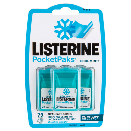 Listerine PocketPaks Oral Care Strips Cool Mint Value Pack 72 Strips