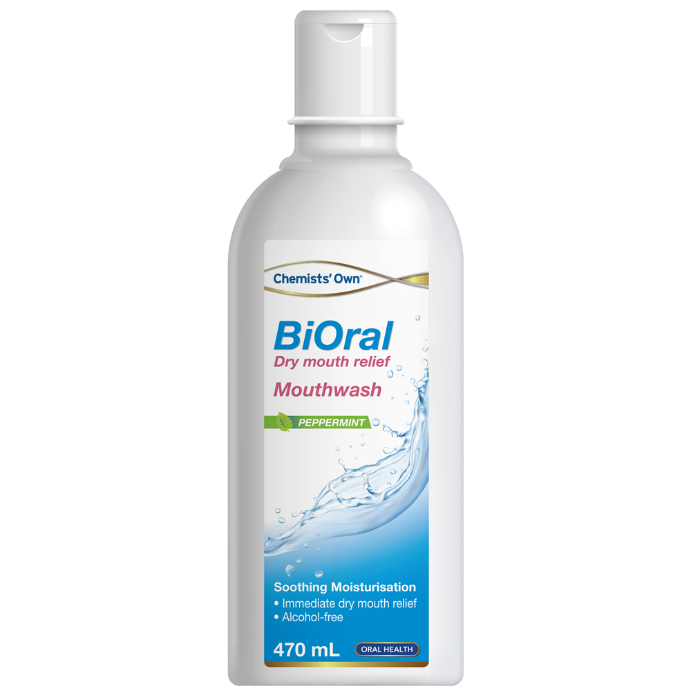 Chemists' Own BiOral Dry Mouth Relief Mouthwash Fresh Mint 470mL