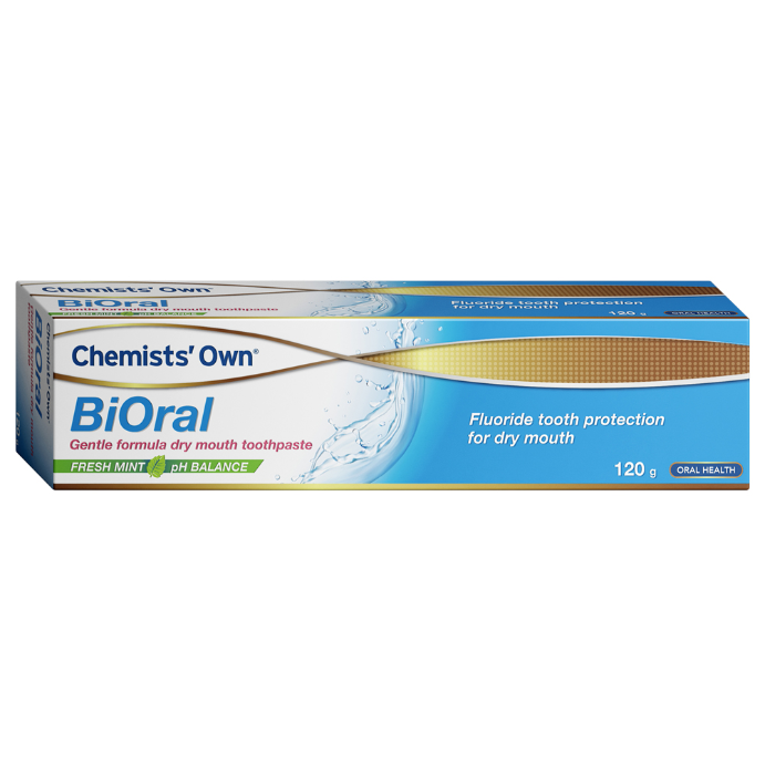 Chemists' Own BiOral Dry Mouth Relief Fluoride Toothpaste Fresh Mint 120g