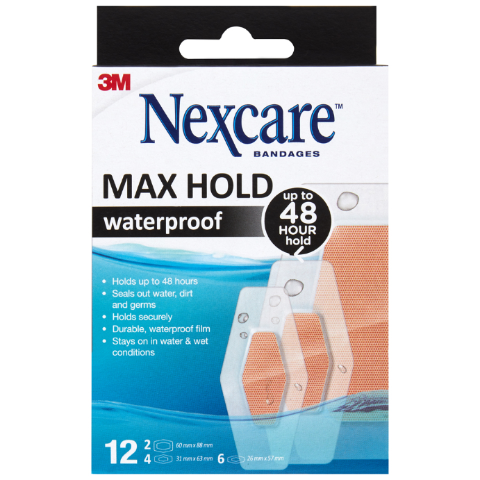 NEXCARE Waterproof Max Hold Assorted 12 Pack