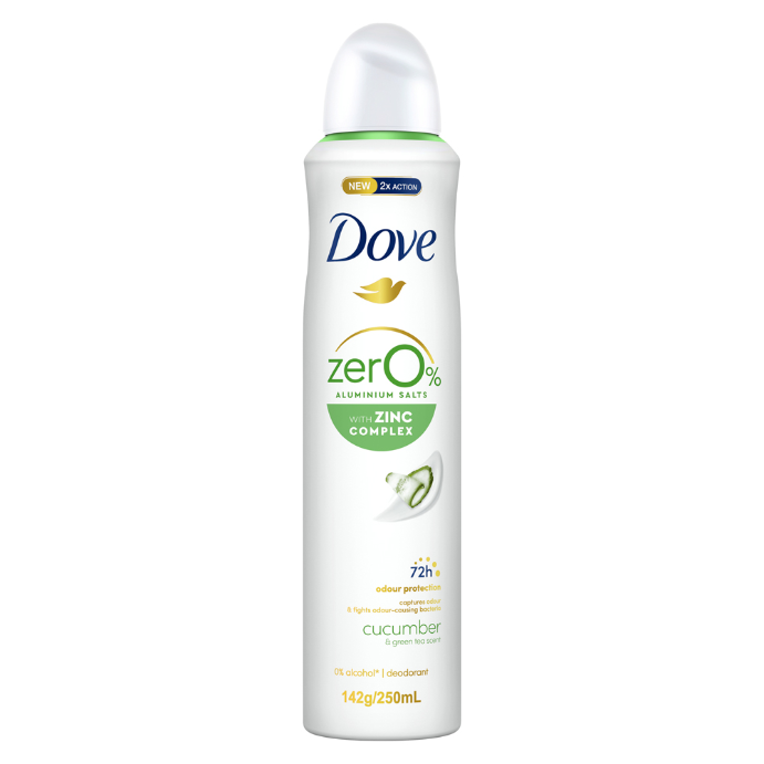 Dove Women Deodorant Zero % Aluminium Salts Cucumber & Green Tea 250mL