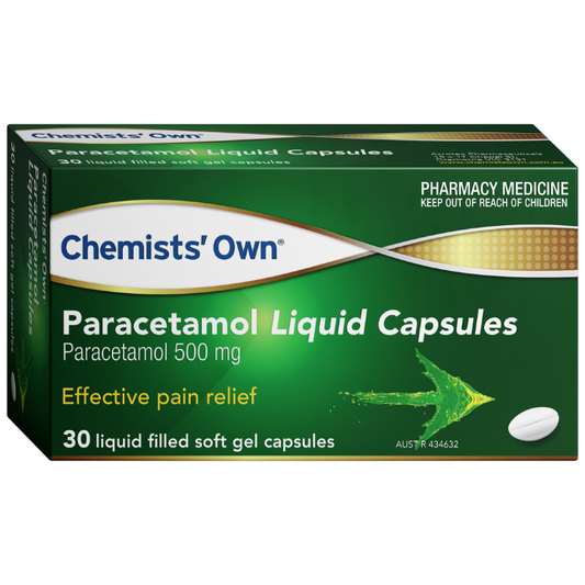 Chemists' Own Paracetamol 500mg 30 Liquid Capsules