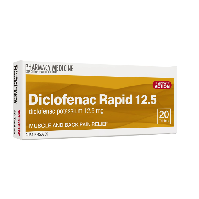 PHARMACY ACTION Diclofenac Rapid 12.5mg 20 Tablets