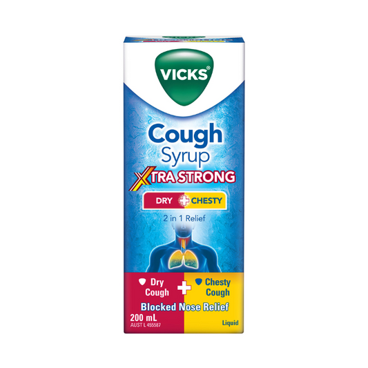 Vicks Cough Syrup Xtra Strong Dry + Chesty 200mL