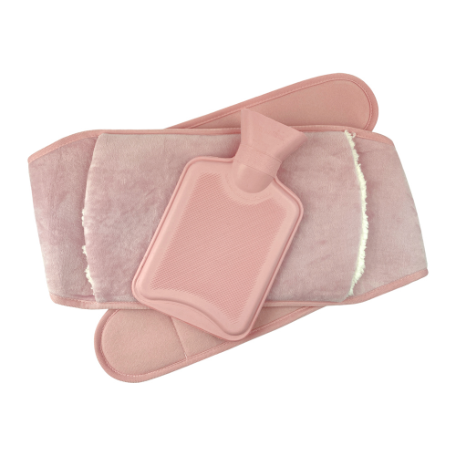 BODY WARMERS Hot Water Bottle & Cover Set Pink/Grey 2 Piece Set