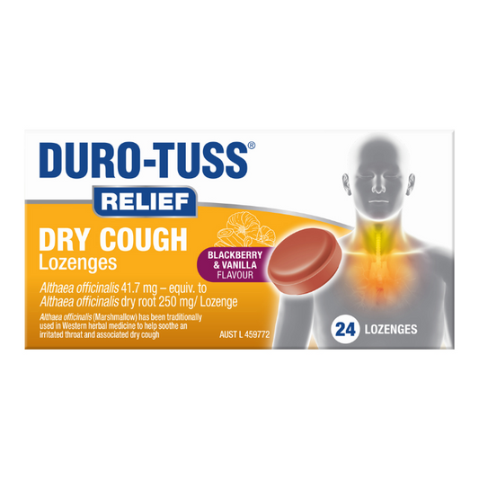Duro-Tuss Relief Dry Cough Lozenges Blackberry & Vanilla Flavour 24 Lozenges