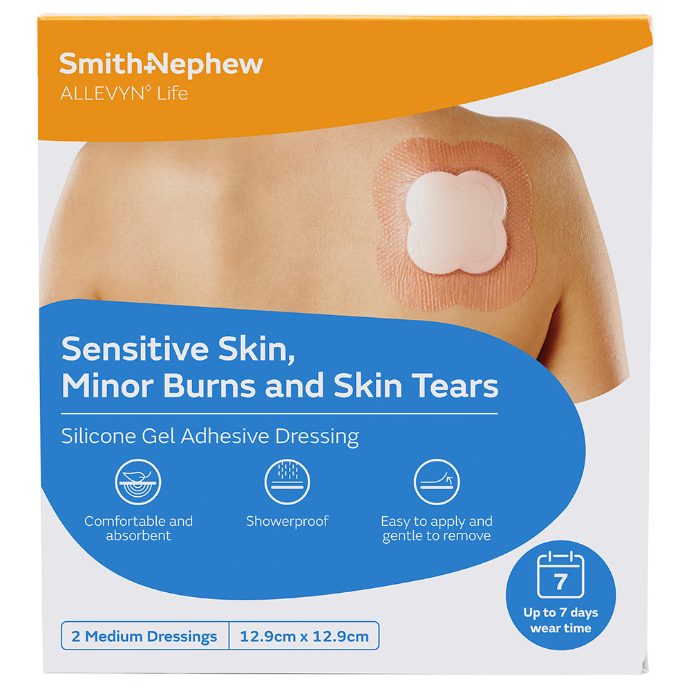 ALLEVYN Life Silicone Gel Adhesive Dressing 12.9cm x 12.9cm 2 Pack