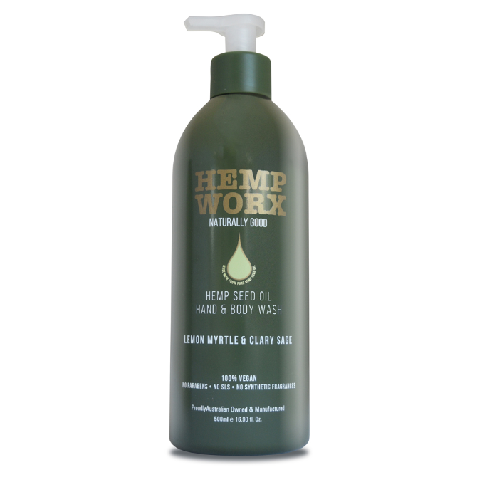 Hemp Worx Lemon Myrtle & Clary Sage Hand And Body Wash 500mL