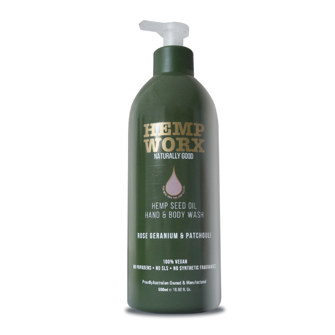 Hemp Worx Rose Geranium & Patchouli Hand & Body Wash 500mL