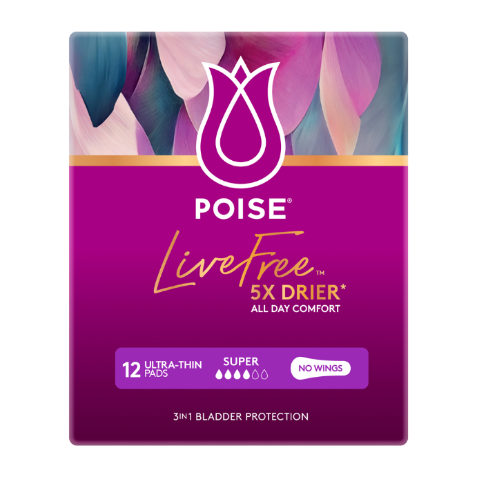 Poise LiveFree No Wings Super Ultra-Thin Pads 12 Pack