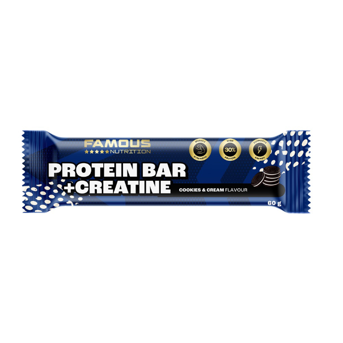 Famous Nutrition Creatine Protein Bar Cookies & Cream 60g