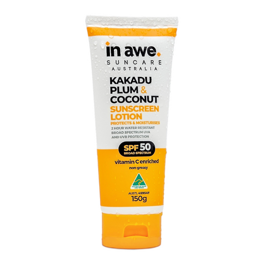 In Awe Kakadu Plum And Coconut Sunscreen Lotion SPF50+ 150g
