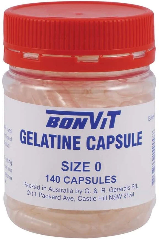 Bonvit Empty Gelatine Capsules Size '0' 140 Capsules