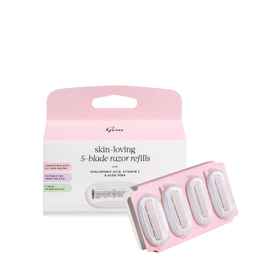 GEM Skin-loving 5 Blade Razor Refills 4 Pack