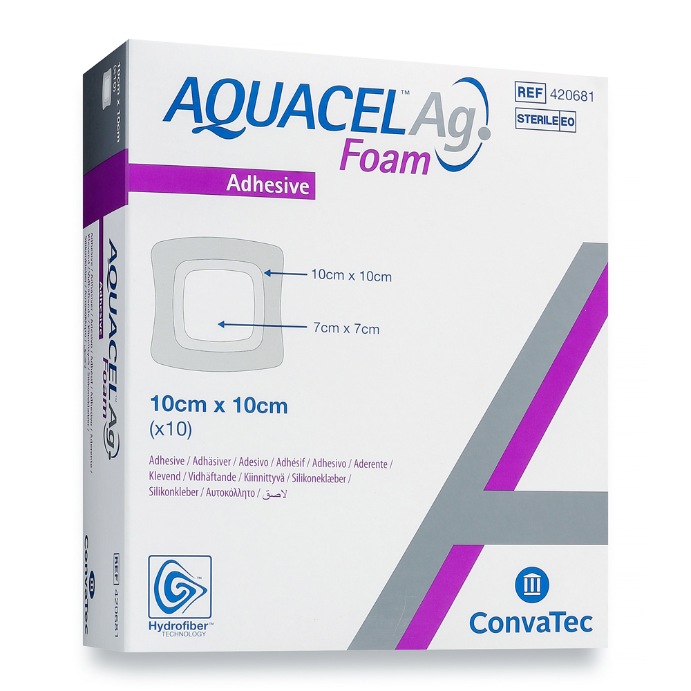 Aquacel Ag Foam Dressing Adhsv 10cm X 10cm