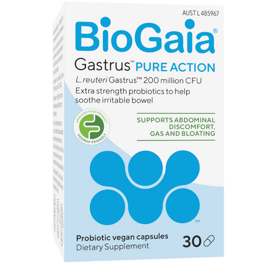 BioGaia Gastrus Pure Action Probiotic Vegan Capsules 30 Pack