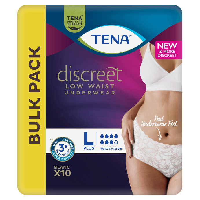 Tena Discreet Low Waist L Plus Blanc Underwear 10 Pack