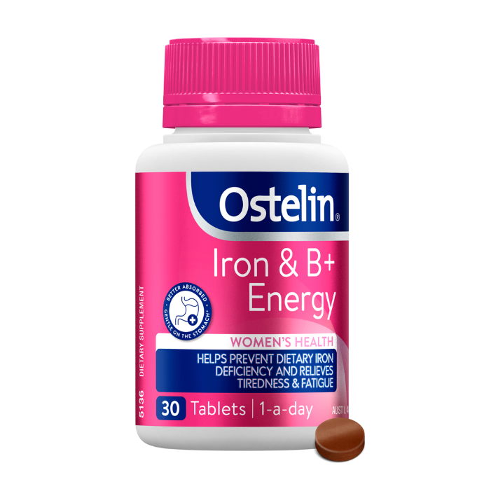 Ostelin Iron & B+ Energy Women's Health 30 Tablets