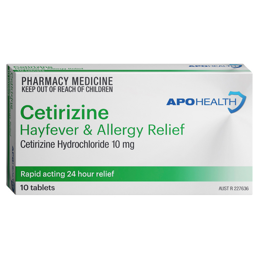 APO HEALTH Cetirizine Hayfever Allergy Relief 10mg Blister Pack 10 Tablets