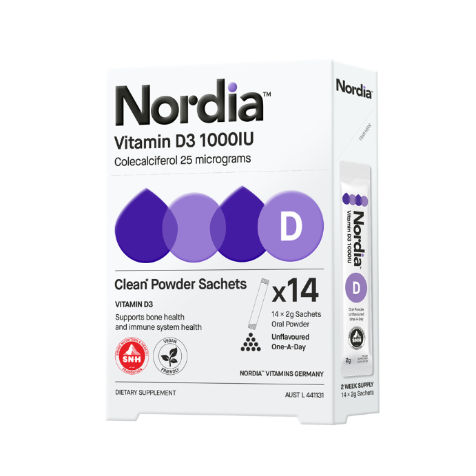 NORDIA Vitamin D3 1000IU Clean Unflavoured Powder 14 x 2g Sachets