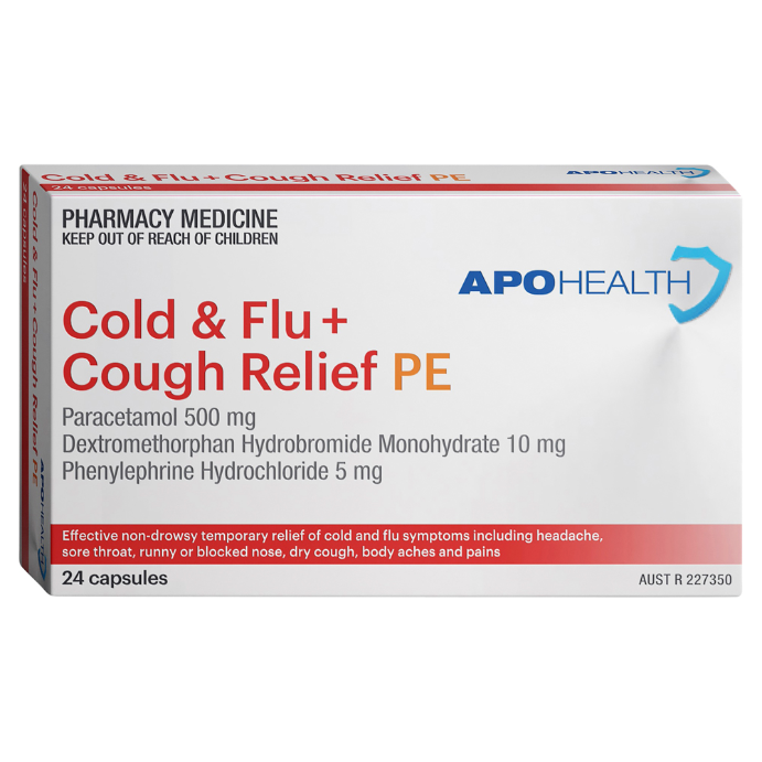 APO HEALTH Cold & Flu + Cough Relief PE Blister Pack 24 Capsules