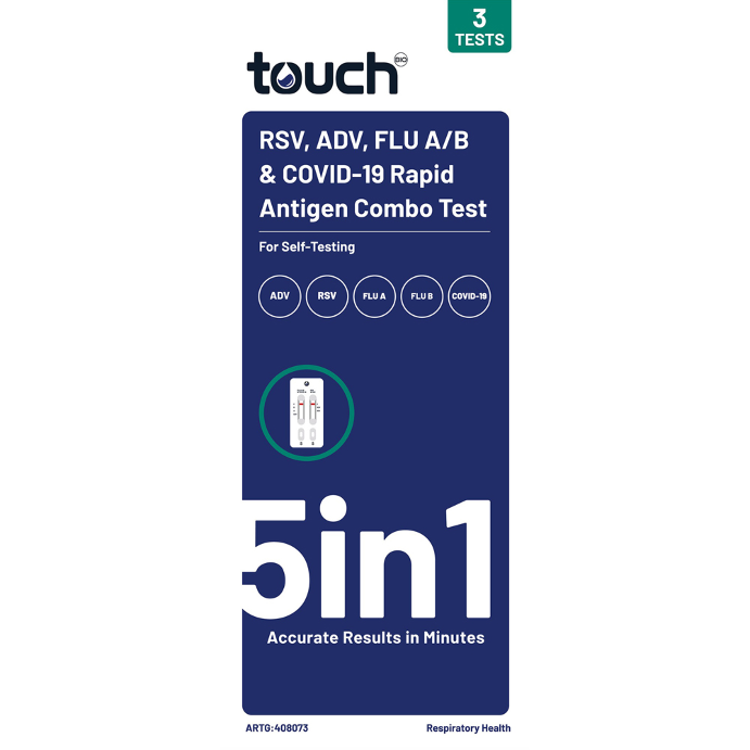 Touchbio 5in1 Rsv, Adv, Flu A/b And Covid-19 Rapid Antigen Test - 3 Tests
