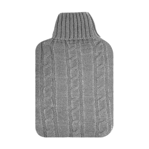 BODY WARMERS Knit Hot Water Bottle & Cover Set in Grey or Chevron 1 Each