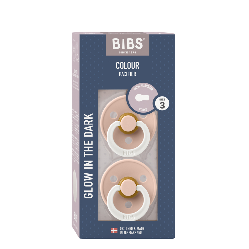 Bibs Glow in the Dark Colour Pacifier Size 3 Blush 2 Pack