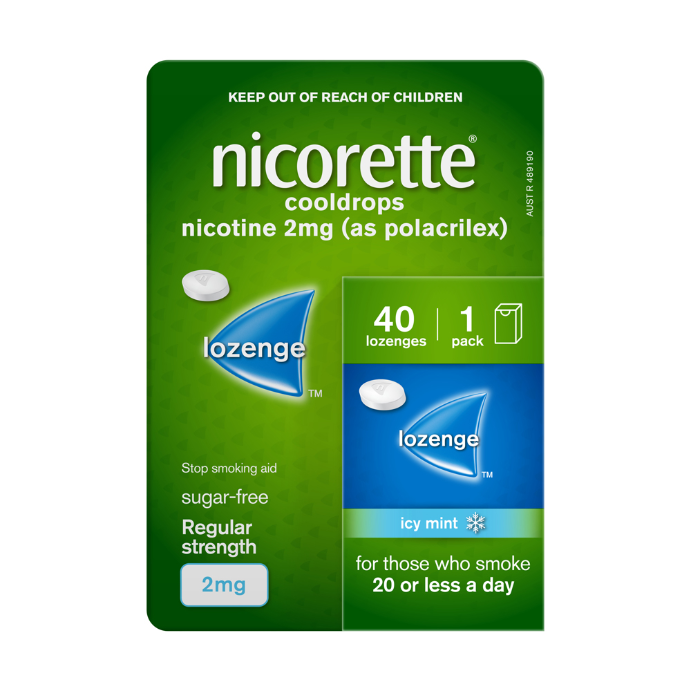 NICORETTE® Cooldrops Nicotine 2mg Icy Mint Regular Strength 40 Lozenges