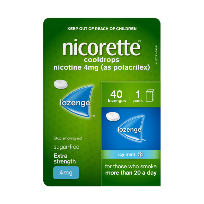 NICORETTE® Cooldrops Nicotine 4mg Icy Mint Regular Strength 40 Lozenges