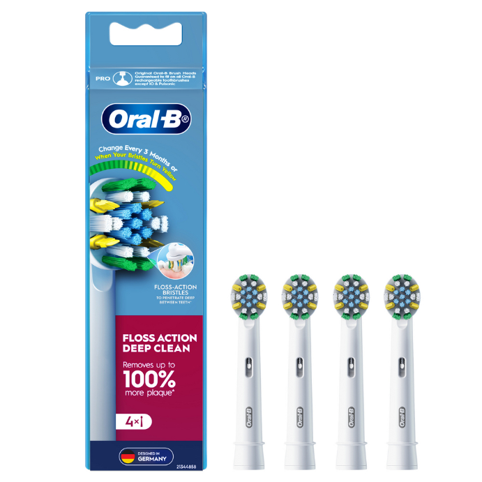 Oral-B Floss Action Deep Clean Replacement Brush Heads White 4 Pack