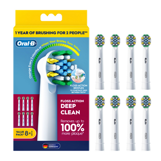 Oral-B Floss Action Deep Clean Value Pack Replacement Brush Heads White 8 Pack